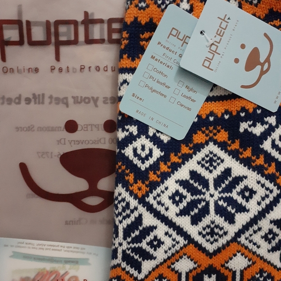 Pet sweater Orange Orange Navy white sz Med Nwtgs Dog shirt - Picture 2 of 11